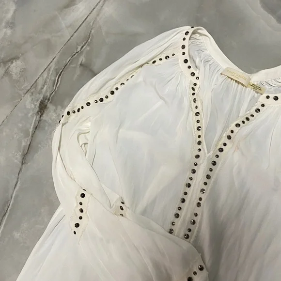 Ramy Brook White Blouse with Stud Accents - Picture 5 of 5